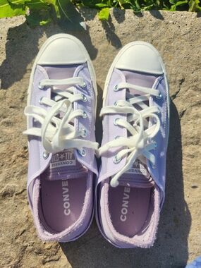 Converse Lavender Low Top Canvas Sneakers with White Toe Caps